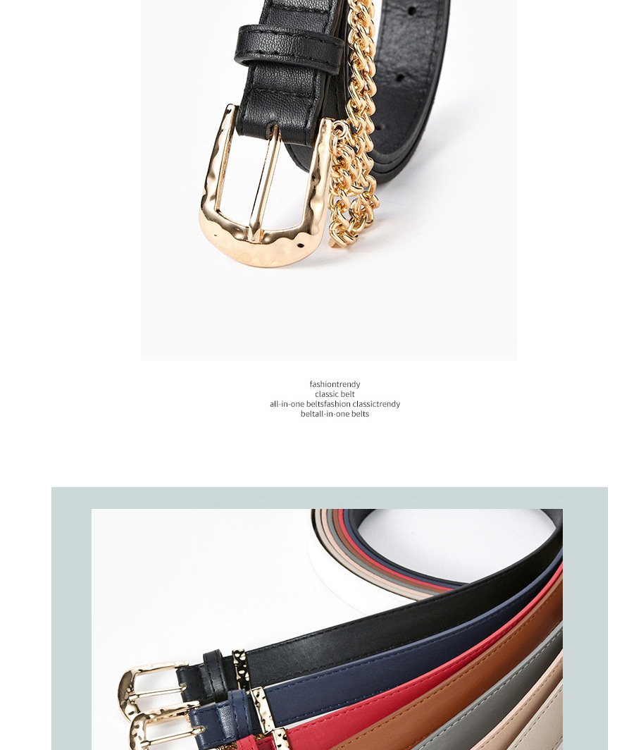 Fashion Navy Pin Buckle Inlaid Chain Belt,Thin belts