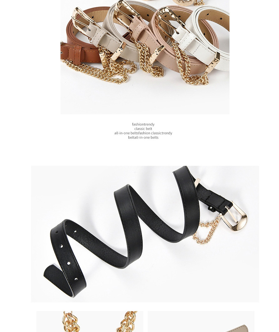 Fashion Camel Pin Buckle Inlaid Chain Belt,Thin belts