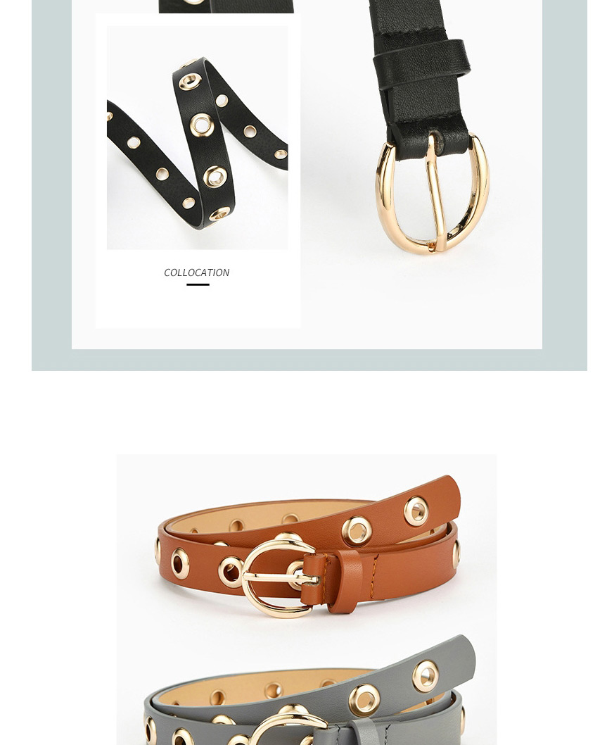 Fashion Navy Full Hole Belt Round Buckle Thin Belt,Thin belts