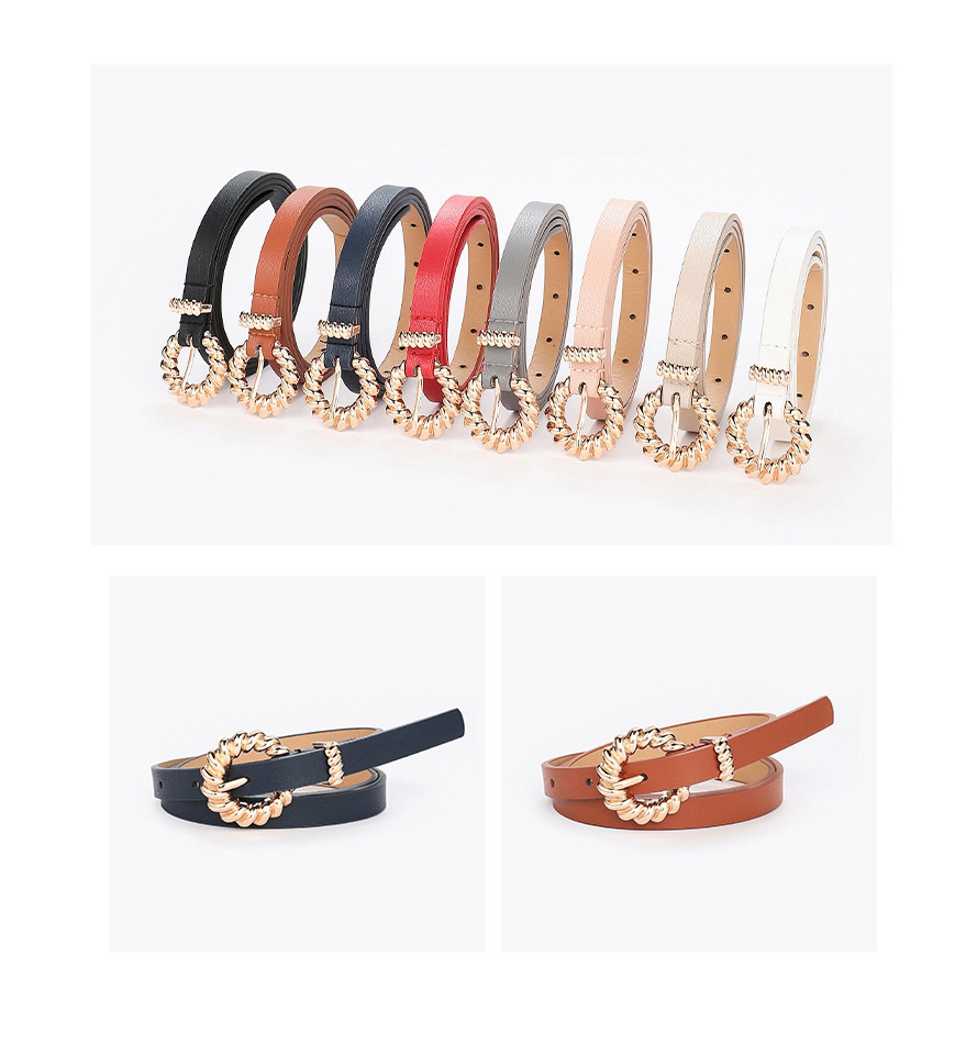 Fashion Red Thin Belt With Metal Twist Buckle,Thin belts