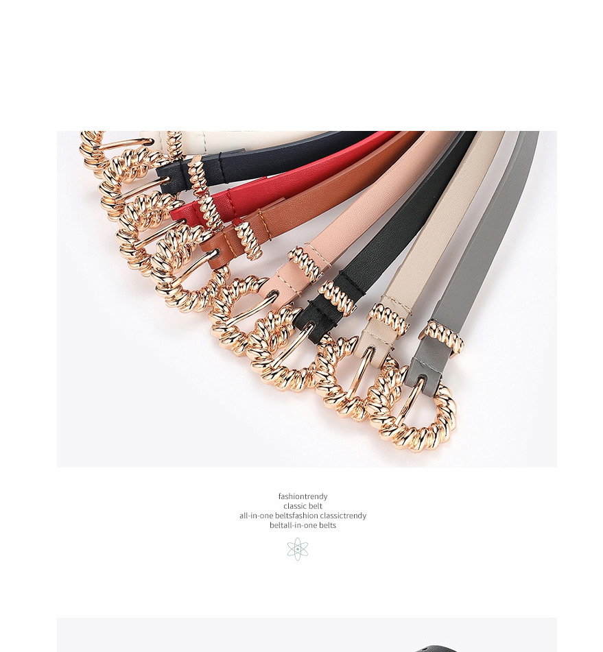 Fashion Pink Thin Belt With Metal Twist Buckle,Thin belts