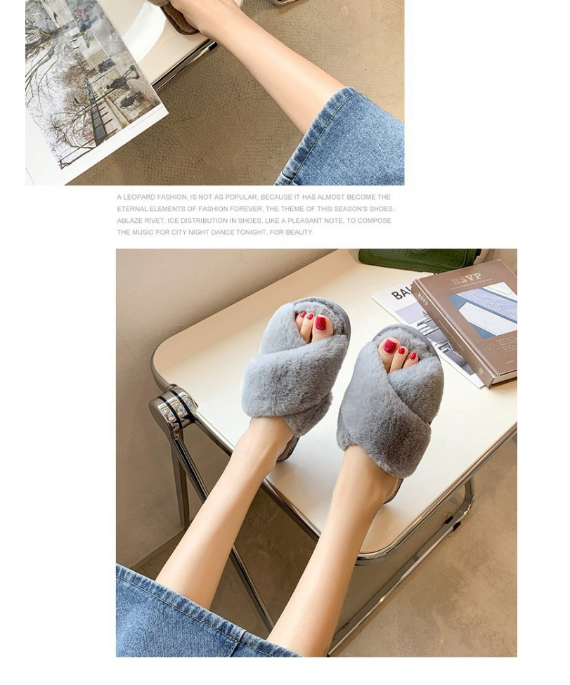 Fashion Gray Cross Thick Cotton Slippers,Slippers