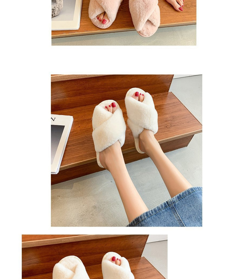 Fashion White Cross Thick Cotton Slippers,Slippers