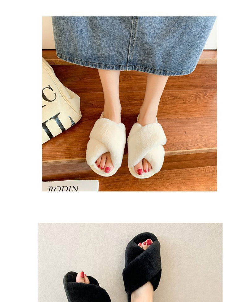 Fashion Black Cross Thick Cotton Slippers,Slippers