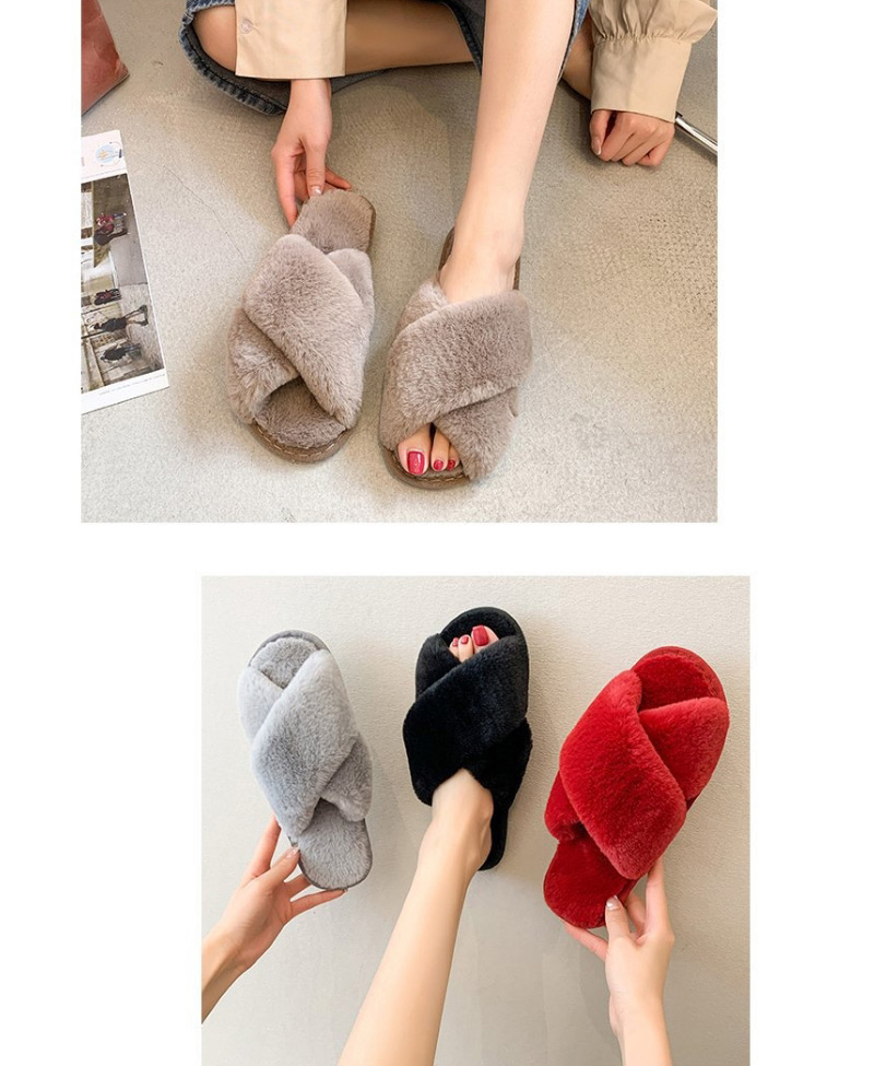 Fashion Red Wine Cross Thick Cotton Slippers,Slippers
