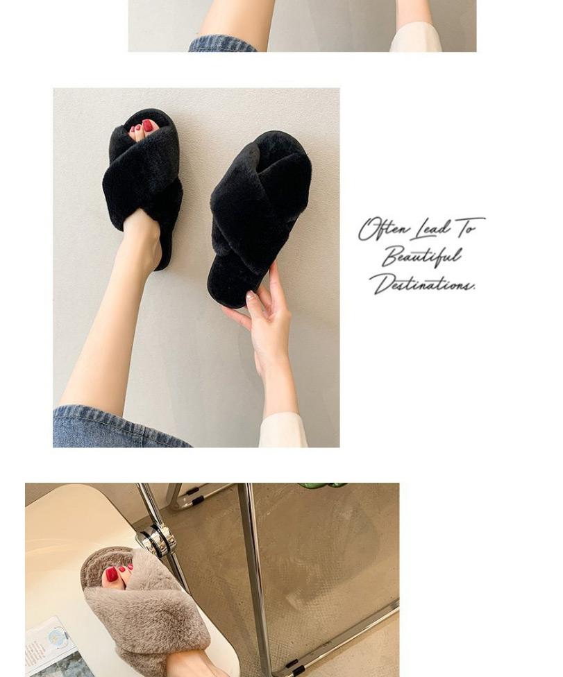 Fashion Gray Cross Thick Cotton Slippers,Slippers