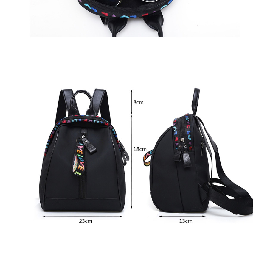 Fashion Black Oxford Cloth Alphabet Ribbon Backpack,Backpack