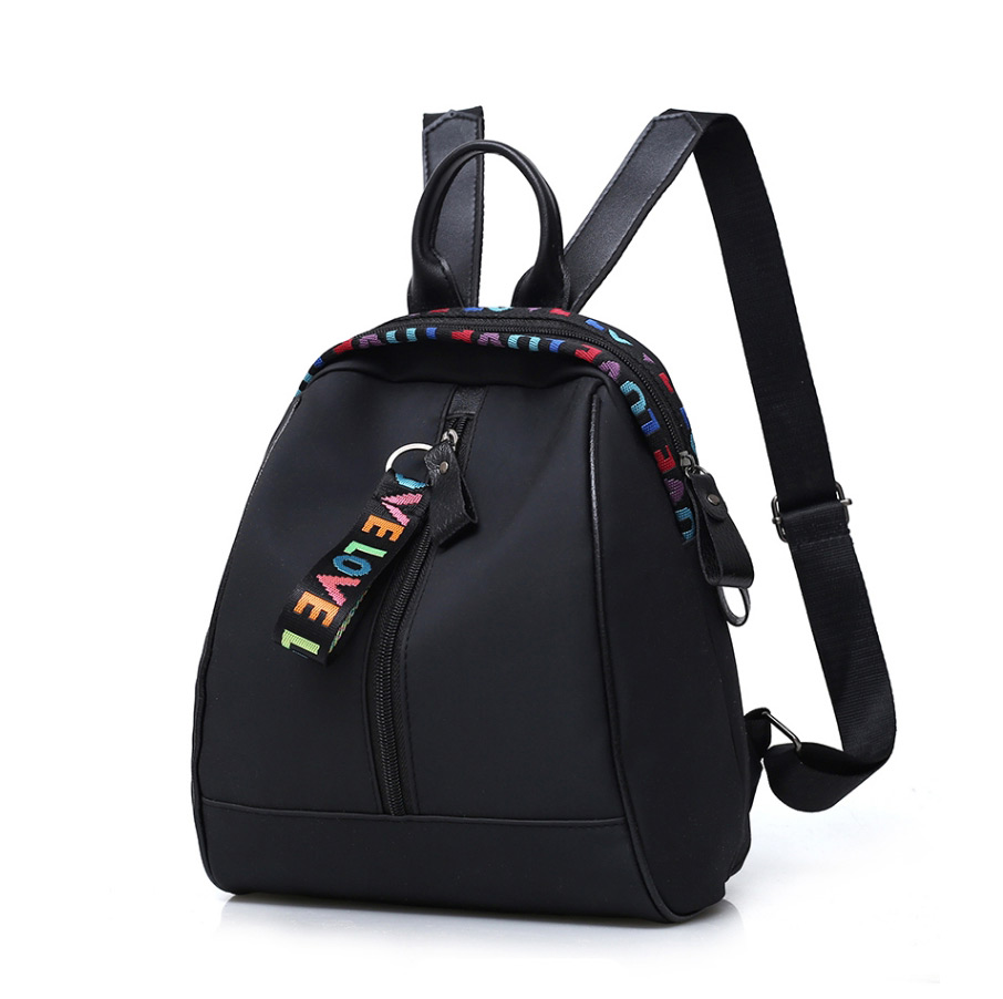 Fashion Black Oxford Cloth Alphabet Ribbon Backpack,Backpack