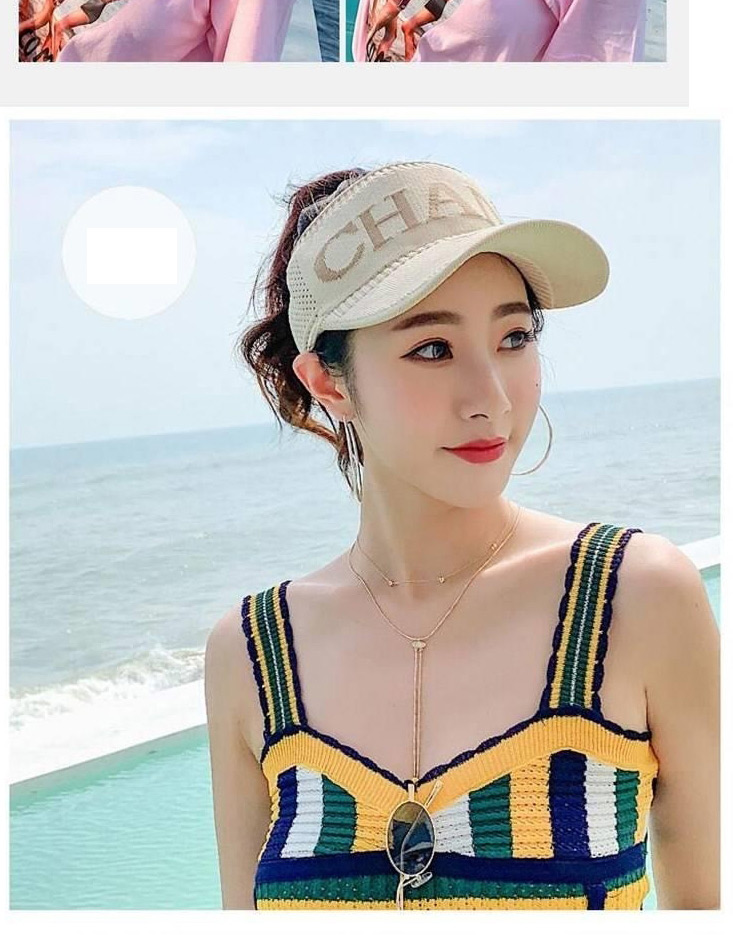 Fashion 【khaki】 Letter Sunscreen Empty Cap,Sun Hats