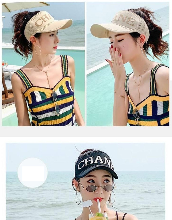 Fashion 【black】 Letter Sunscreen Empty Cap,Sun Hats