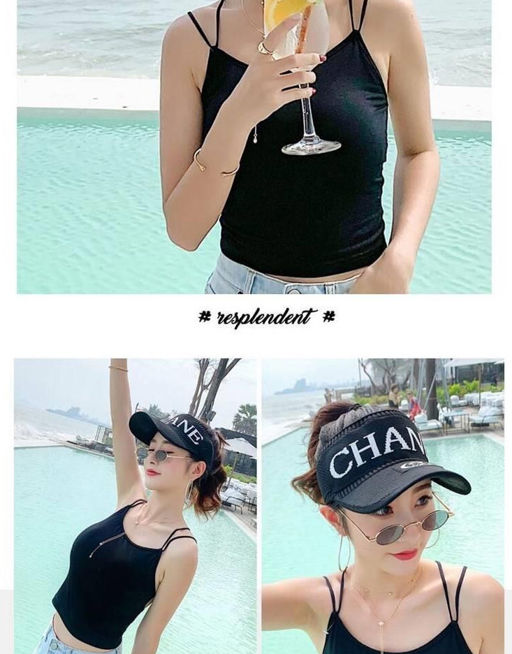 Fashion 【khaki】 Letter Sunscreen Empty Cap,Sun Hats