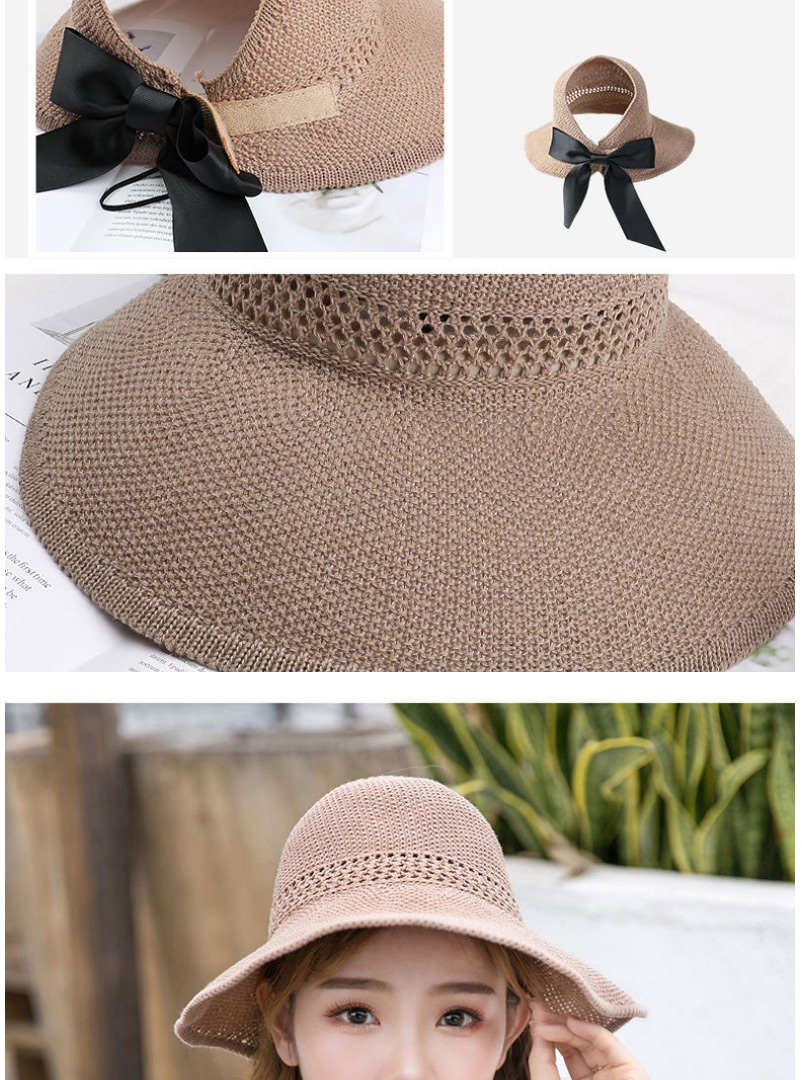 Fashion 【light Grey】 Straw Hat With Large Eaves And Bow,Sun Hats