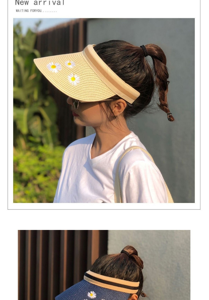 Fashion 【pink】 Small Daisy Embroidery Empty Straw Hat,Sun Hats