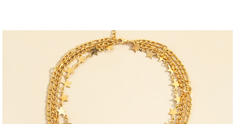 Fashion Gold Color Three-layer Five-pointed Star Chain Map Necklace,Chains