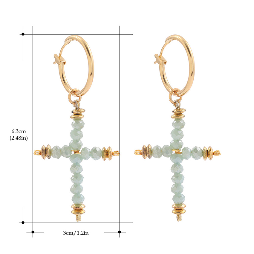 Fashion Golden Asymmetric Cross Rice Bead Earrings,Hoop Earrings