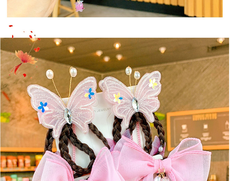 Fashion 2 Pink Butterfly Hairpins Children