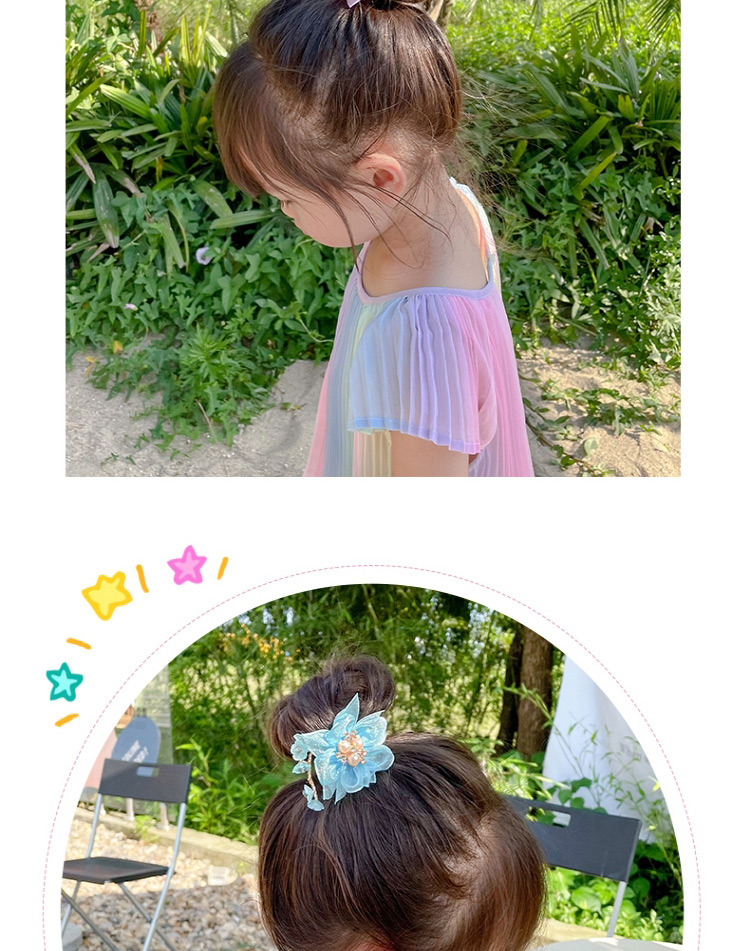 Fashion Blue Mesh Five-petal Flower Children