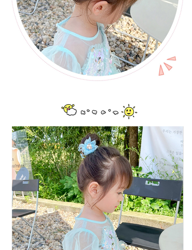 Fashion Blue Pearl Mesh Flower Children