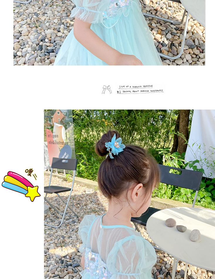 Fashion Blue Pearl Flowers Children