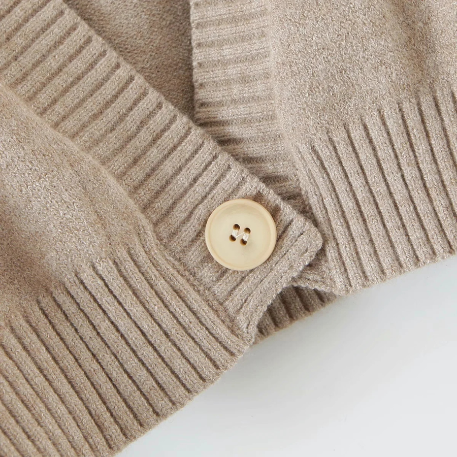 Fashion Camel One Button Knitted Cardigan,Coat-Jacket