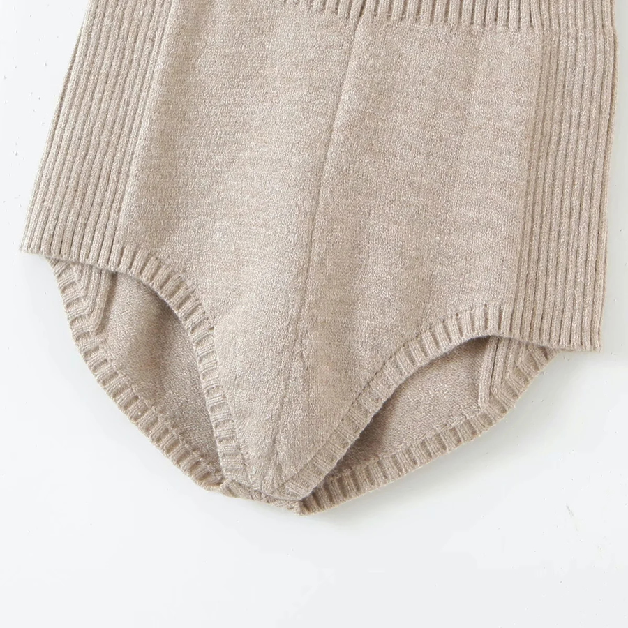 Fashion Camel Cuffed Knit Shorts,Shorts