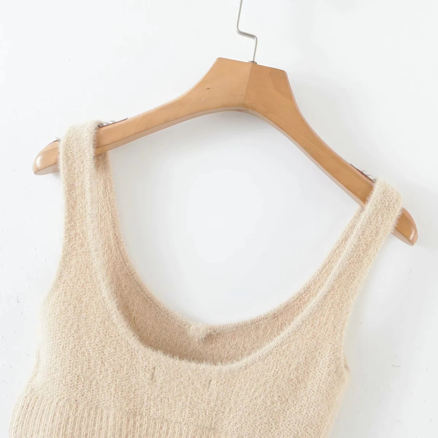 Fashion Cream Color Knitted Sling,Tank Tops & Camis