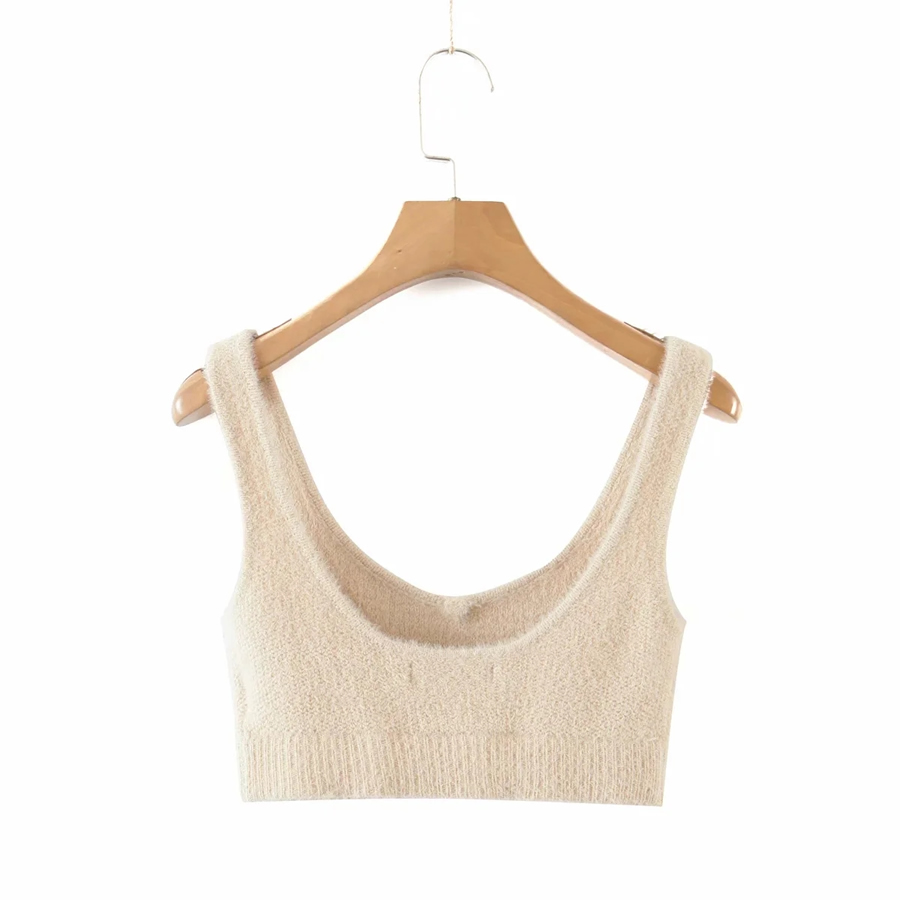 Fashion Cream Color Knitted Sling,Tank Tops & Camis