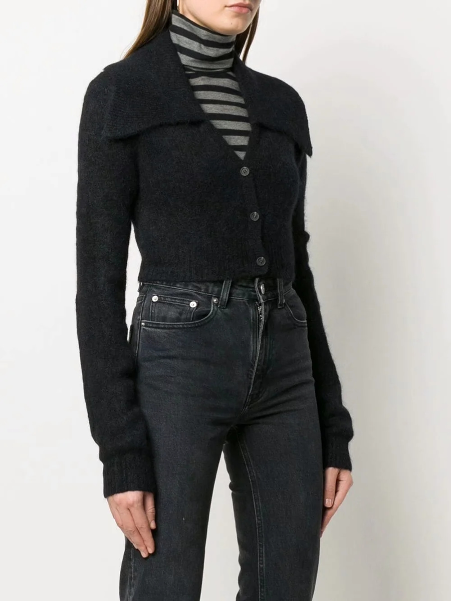 Fashion Black Large Lapel V-neck Sweater,Tank Tops & Camis