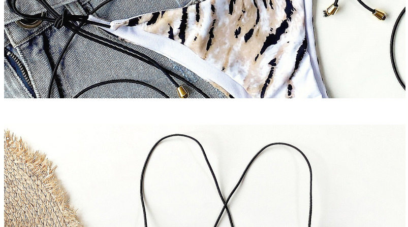 Fashion Coffee Color Leopard Print Strappy Split Swimsuit,Bikini Sets
