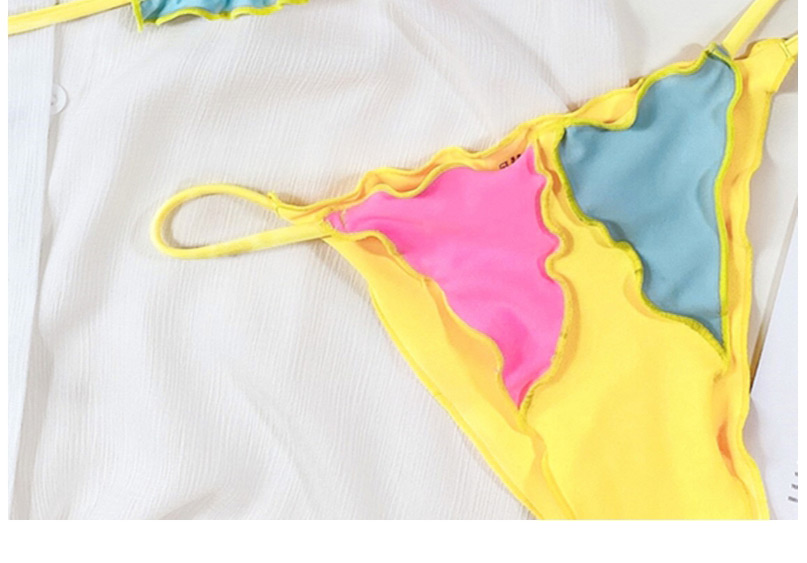 Fashion Yellow Lace-up Stitching Split Swimsuit,Bikini Sets