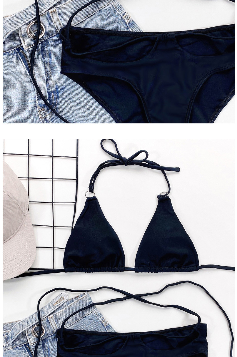 Fashion Blue Triangle Hollow Split Swimsuit,Bikini Sets