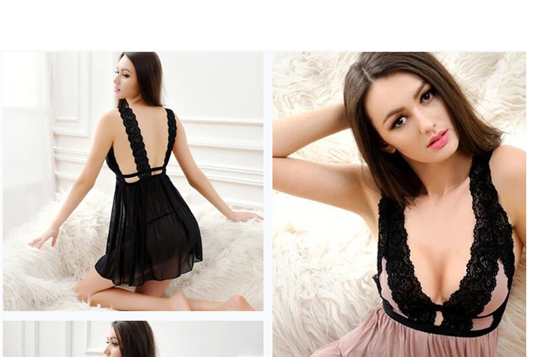 Fashion Color Lace Patent Leather Hollow Sling One-piece Skirt,Mini & Short Dresses