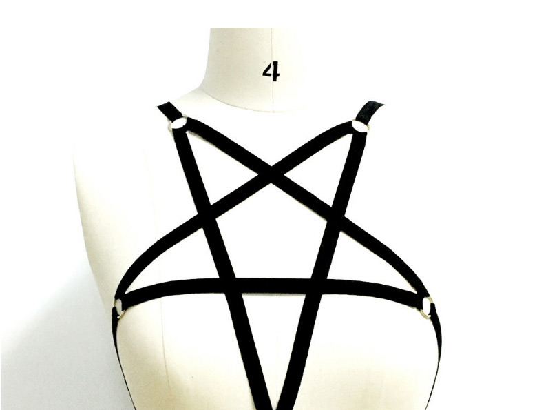 Fashion Black Five-pointed Star Cross Strap Hollow Bra,SLEEPWEAR & UNDERWEAR