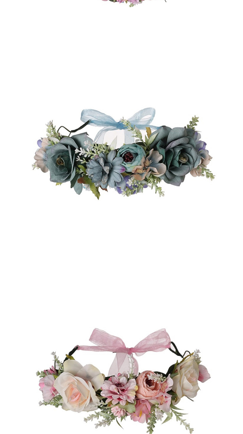 Fashion Blue Fabric Rose Flower Garland,Head Band