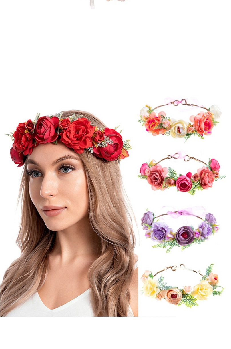 Fashion Color Mixing Fabric Pearl Flower Streamer Garland,Head Band
