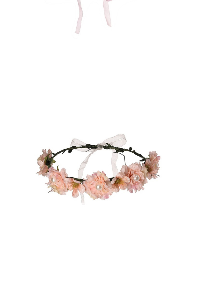 Fashion Color Mixing Fabric Pearl Flower Streamer Garland,Head Band