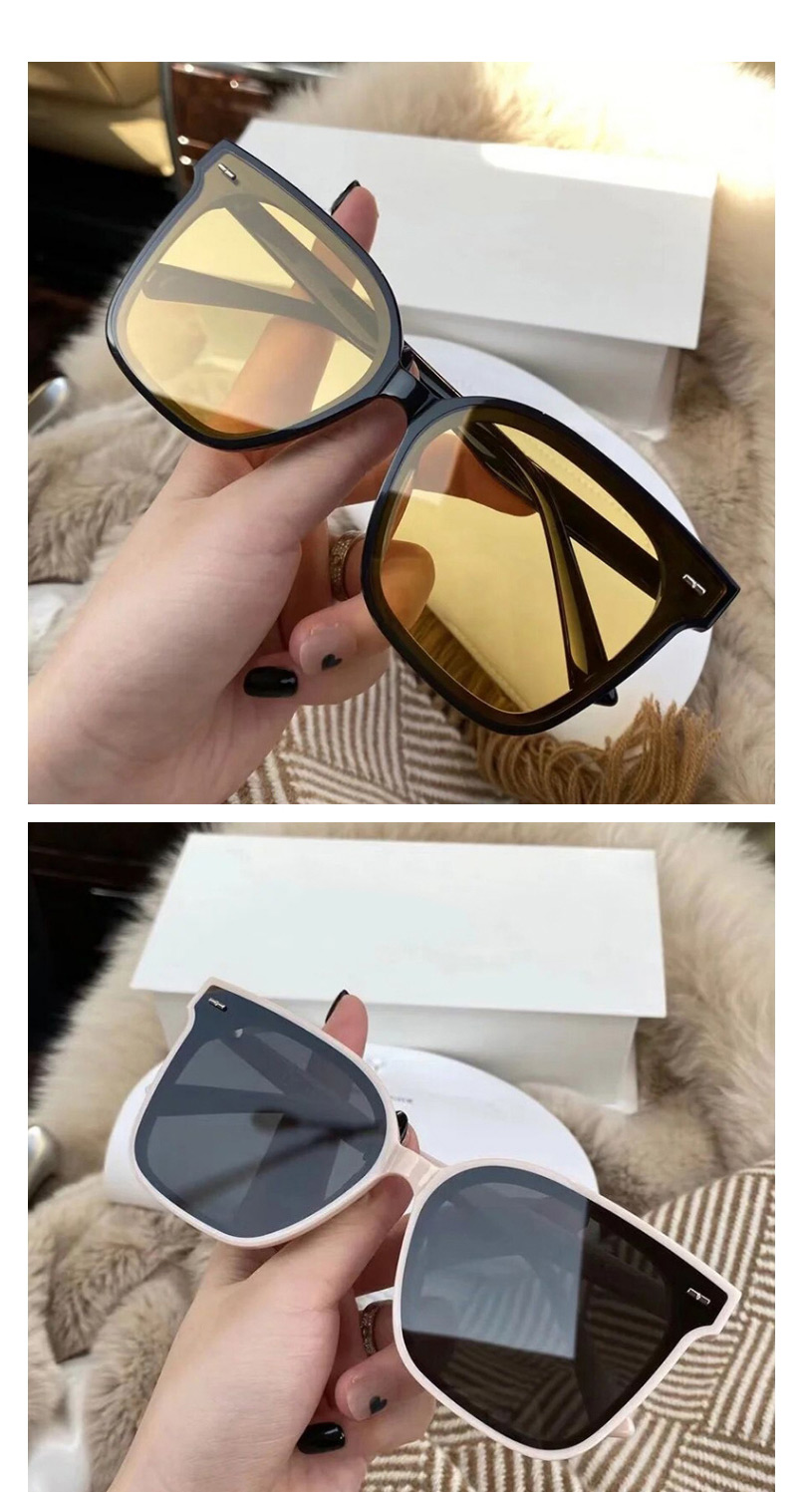 Fashion Transparent Tea Square Rice Nail Sunglasses,Women Sunglasses