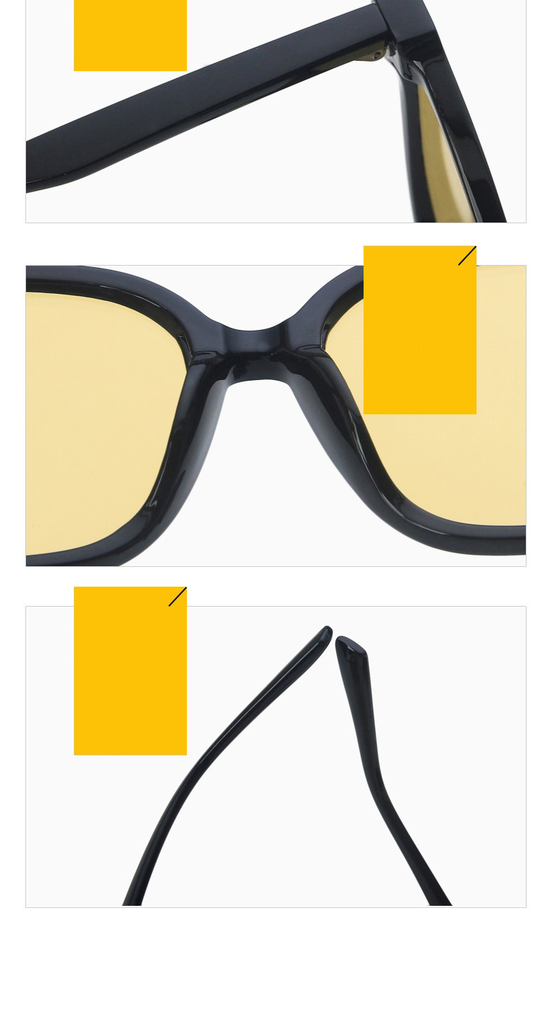 Fashion Bright Black And Yellow Film Square Rice Nail Sunglasses,Women Sunglasses