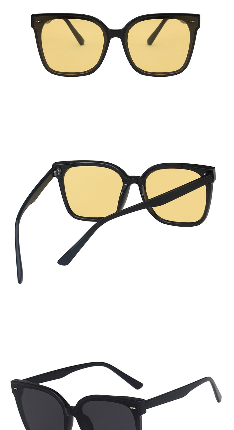 Fashion Bright Black And Yellow Film Square Rice Nail Sunglasses,Women Sunglasses