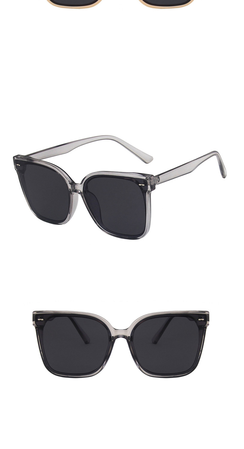 Fashion Bright Black All Gray Square Rice Nail Sunglasses,Women Sunglasses