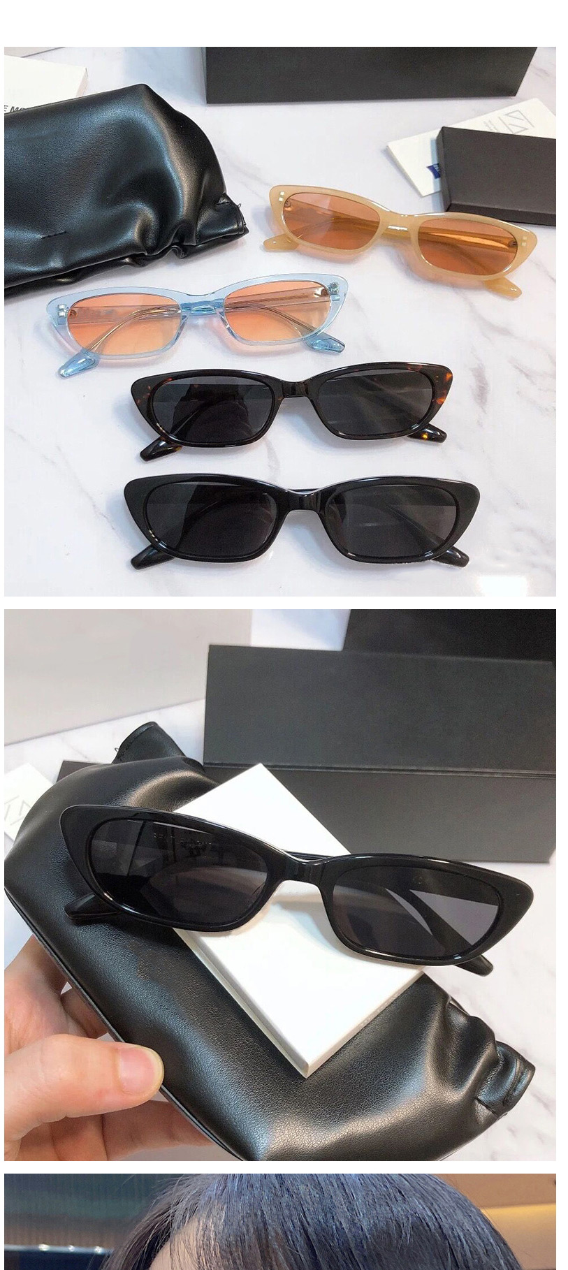 Fashion Transparent Gray Frame Powder Small Frame Sunglasses,Women Sunglasses