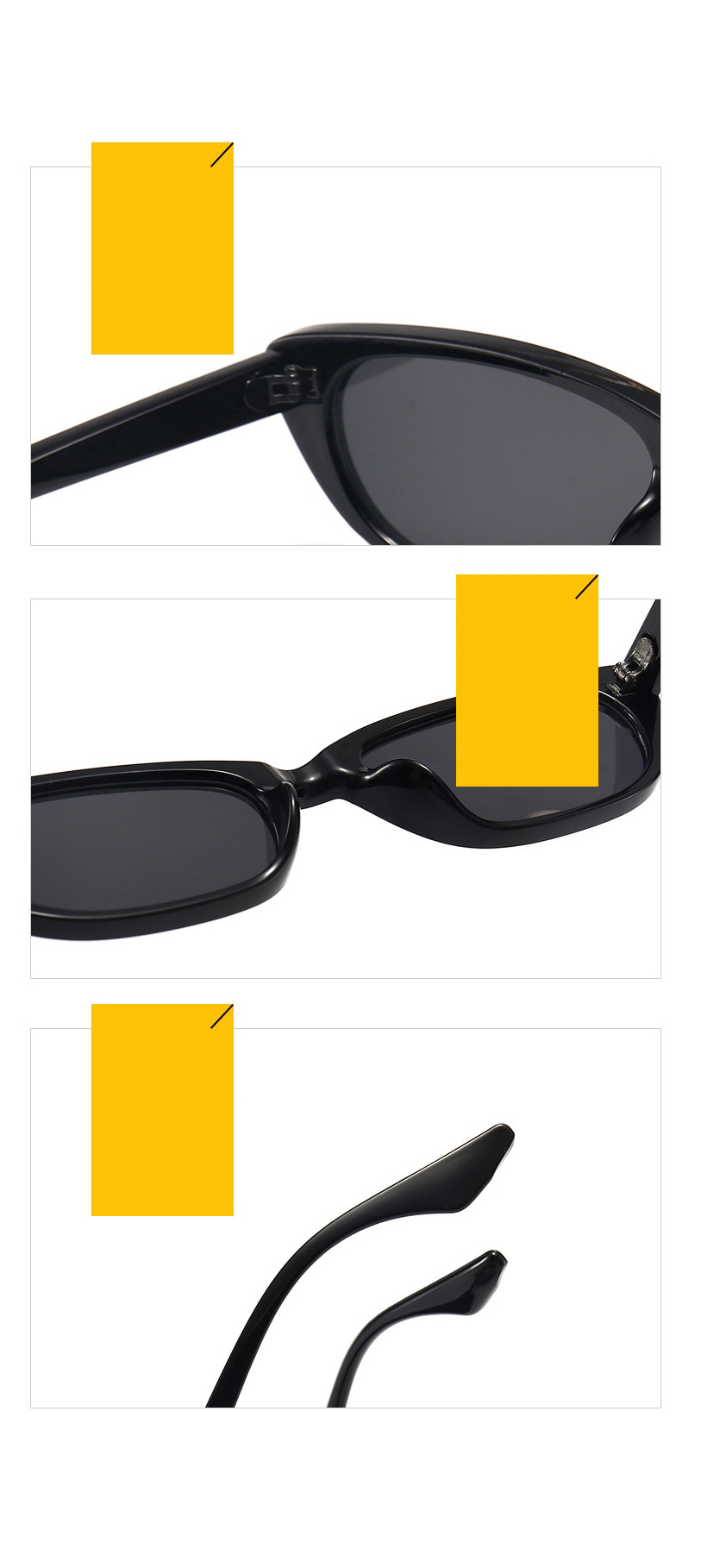 Fashion Bright Black And Yellow Film Small Frame Sunglasses,Women Sunglasses