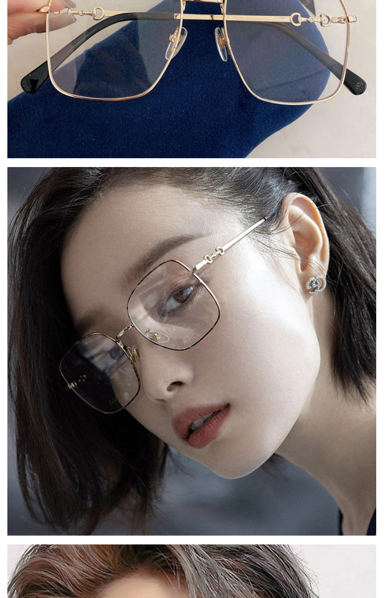 Fashion Gold Painted Black Horsebit Flat Glasses Frame,Fashion Glasses