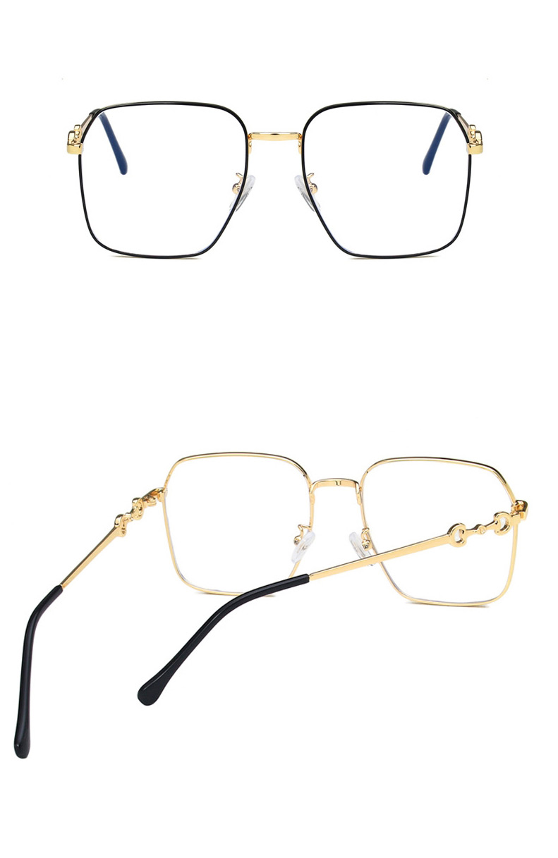 Fashion Gold Painted Black Horsebit Flat Glasses Frame,Fashion Glasses
