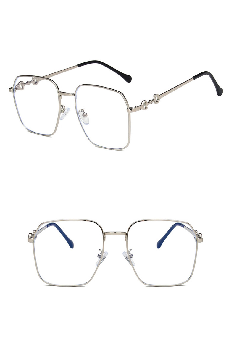 Fashion Silver Painted Black Horsebit Flat Glasses Frame,Fashion Glasses