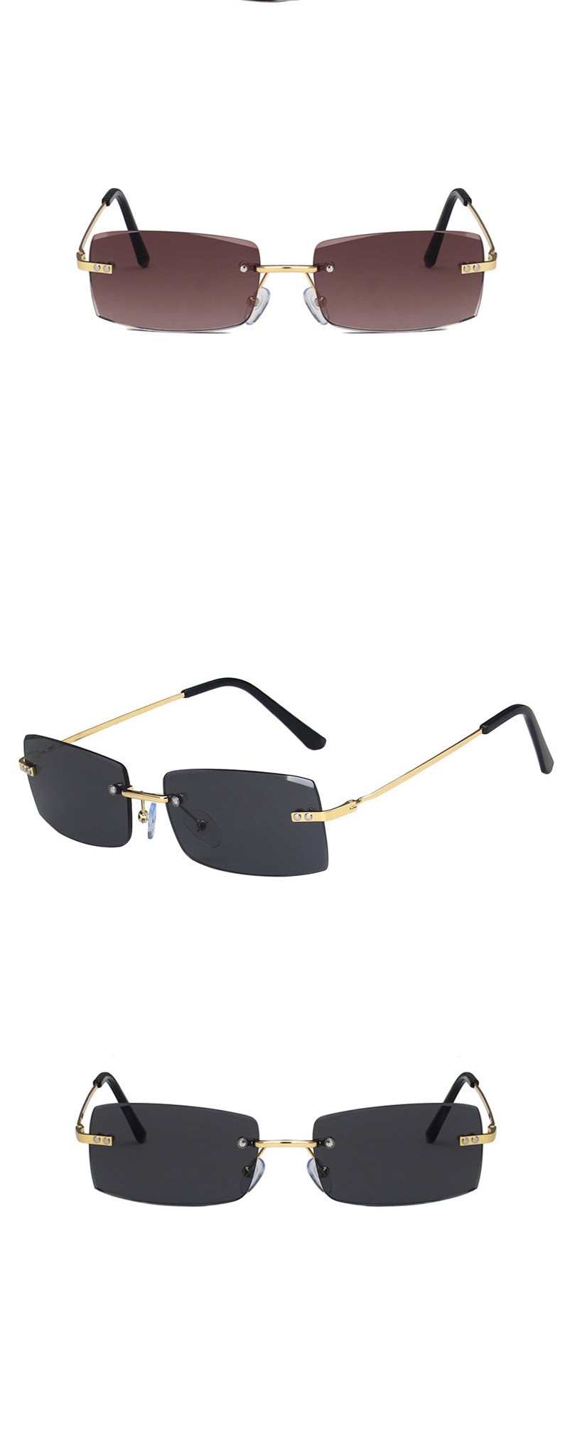 Fashion Transparent White Trimmed Rimless Small Frame Sunglasses,Women Sunglasses