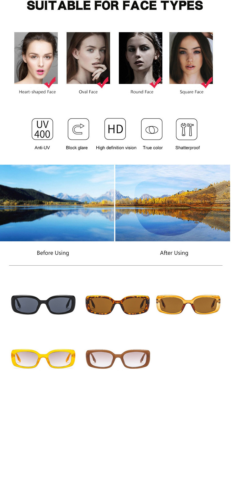 Fashion Transparent Yellow Square Shade Sunglasses,Women Sunglasses