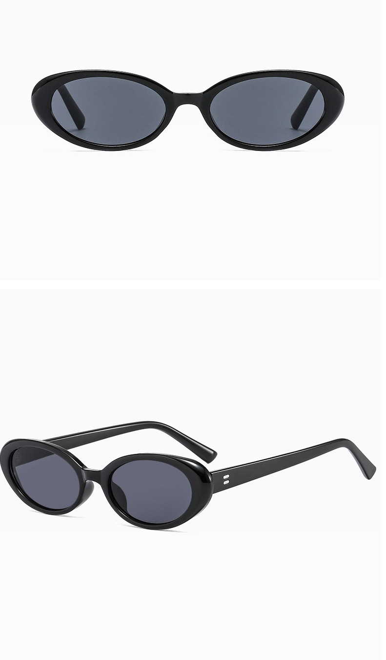 Fashion Bright Black All Gray Oval Studded Sunglasses,Women Sunglasses