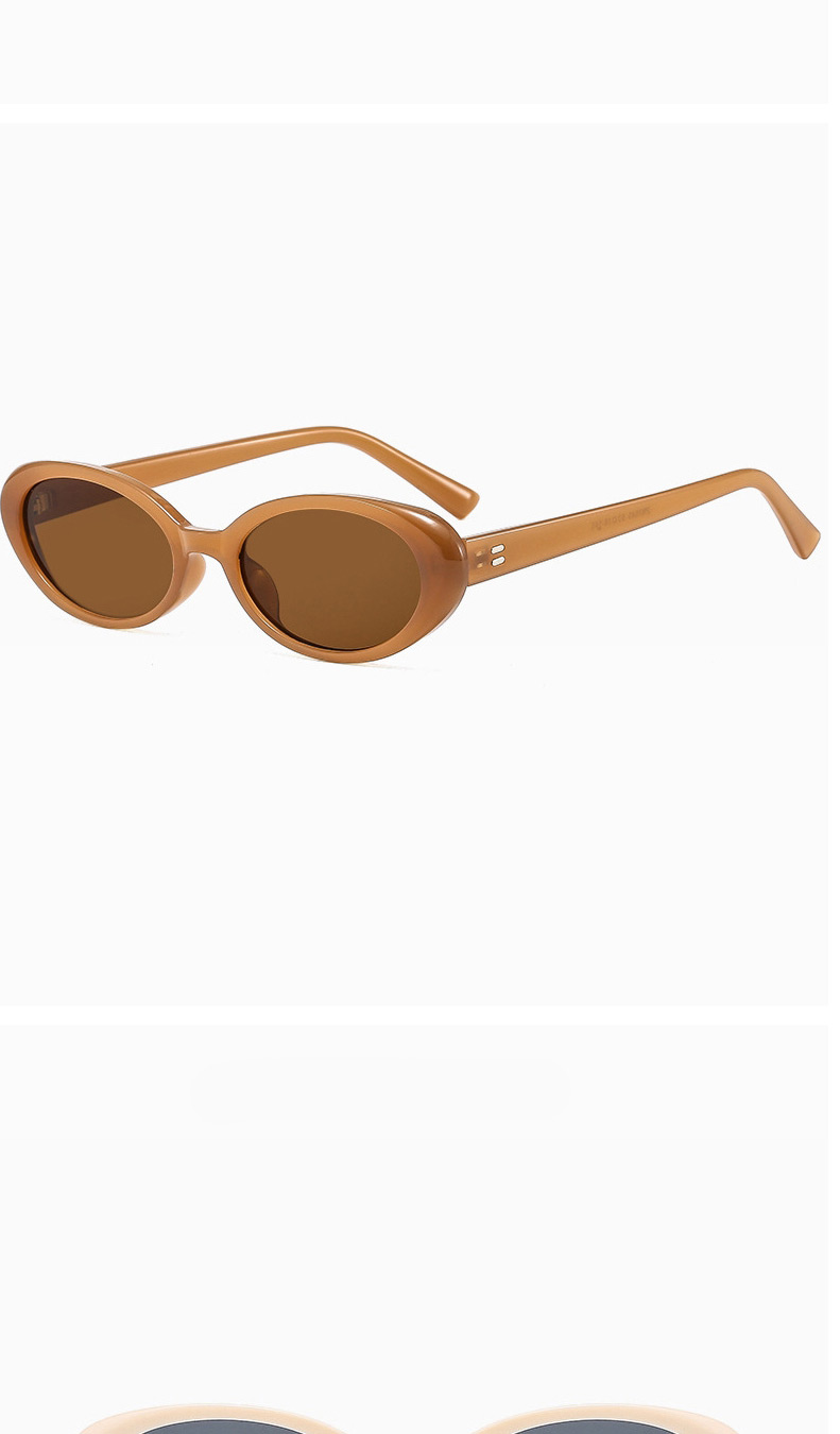 Fashion Jelly Tea Oval Studded Sunglasses,Women Sunglasses