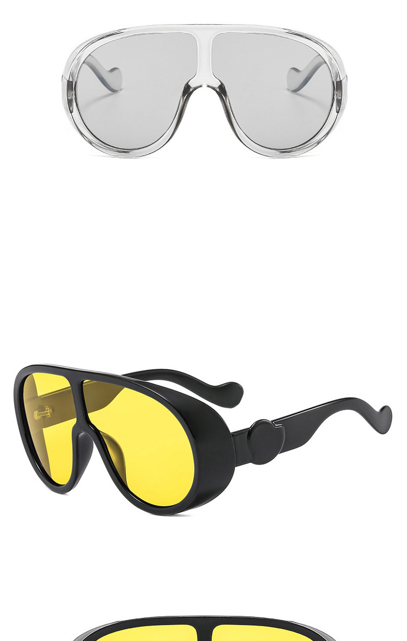 Fashion Bright Black And Yellow Film Thick-sided Big Frame Ski Sunglasses,Women Sunglasses